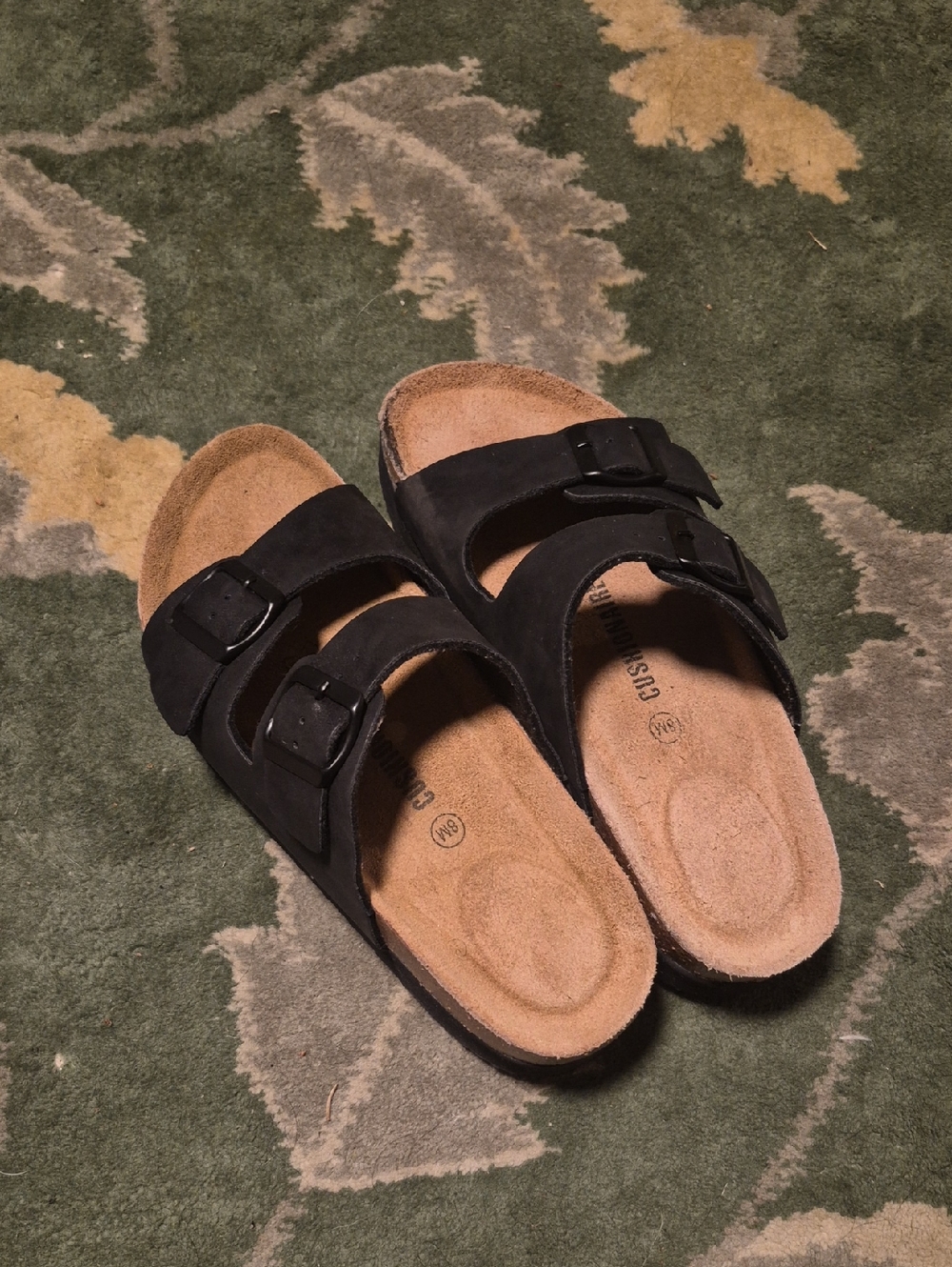 Black Double-Buckle Women's Suede Sandals